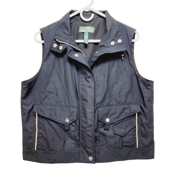Ralph Lauren Vest Women's Size L Brown  Buttons Pockets Zip - Picture 1 of 11